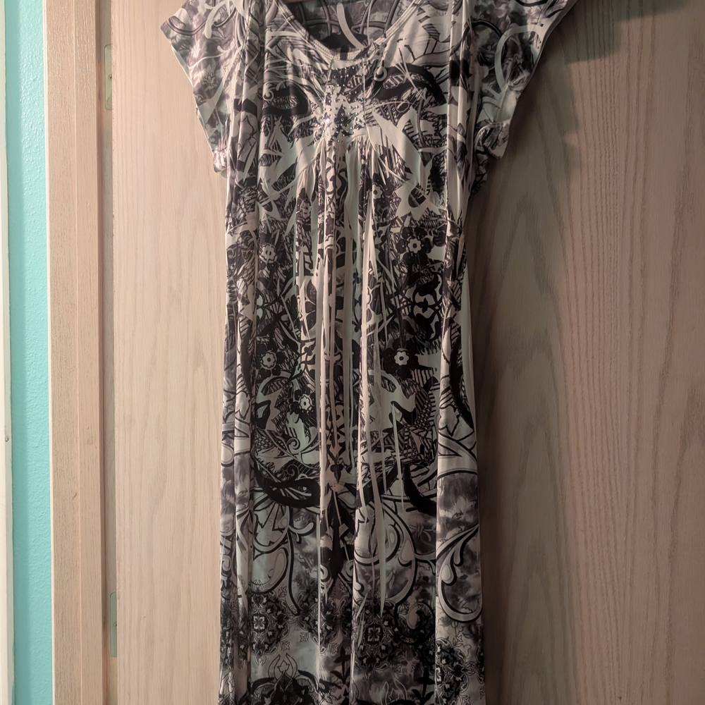 Apt. 9 Black and White Patterned Midi Dress